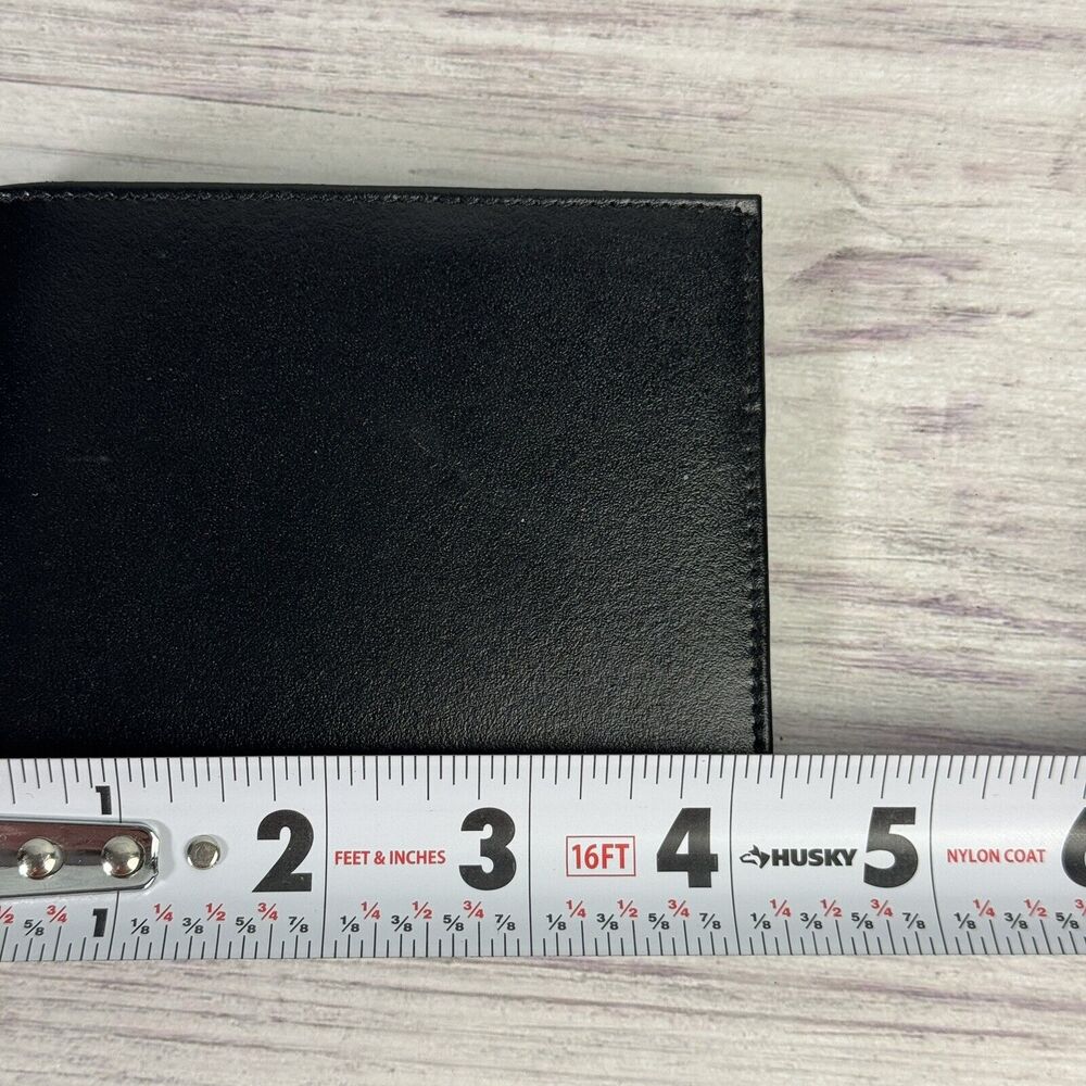 New Mens Bifold Genuine Leather Wallet Pockets Card ID Black Slim Thin - Picture 11 of 12
